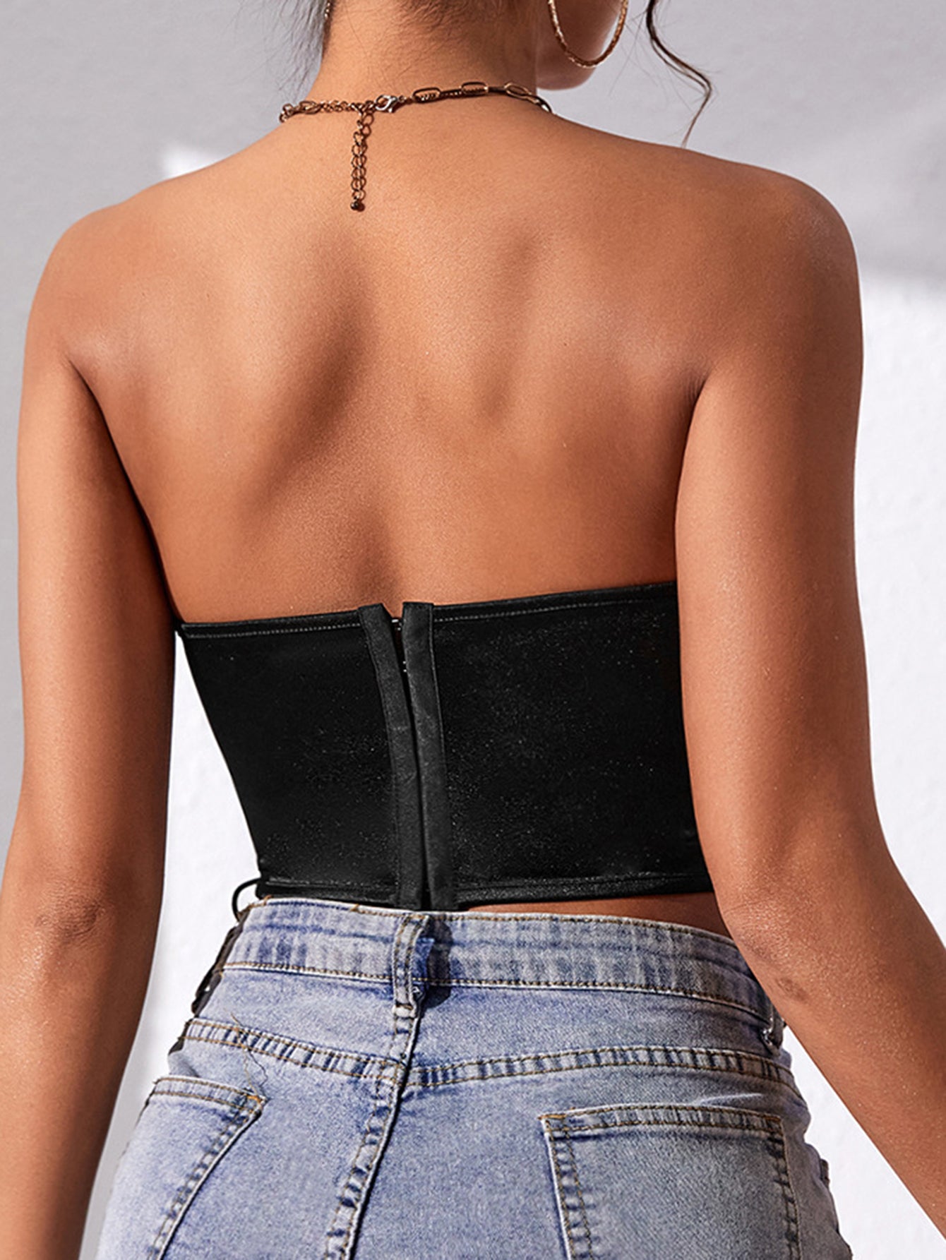 Lacey Ribbon Tube Crop Top