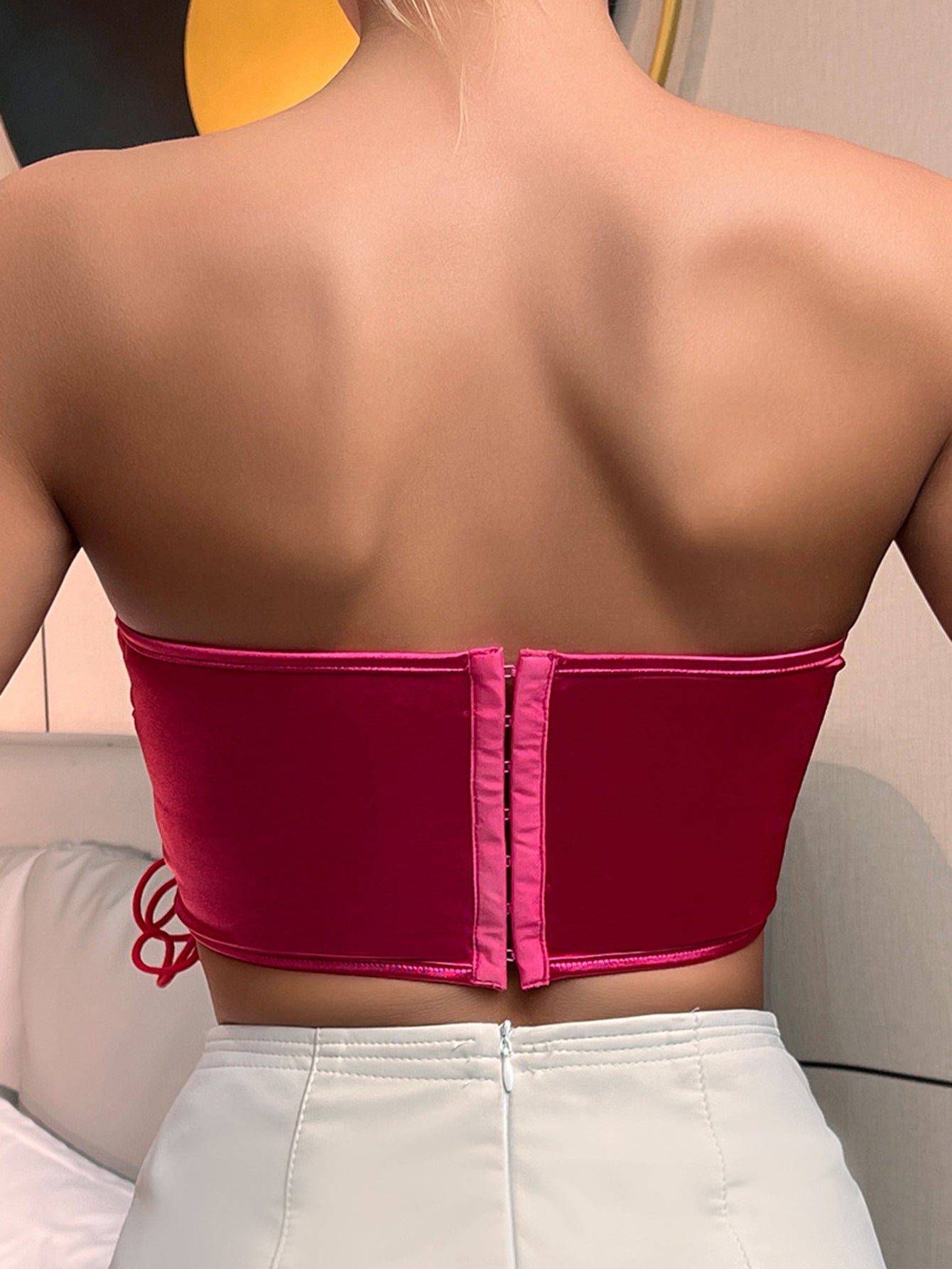 Lacey Ribbon Tube Crop Top