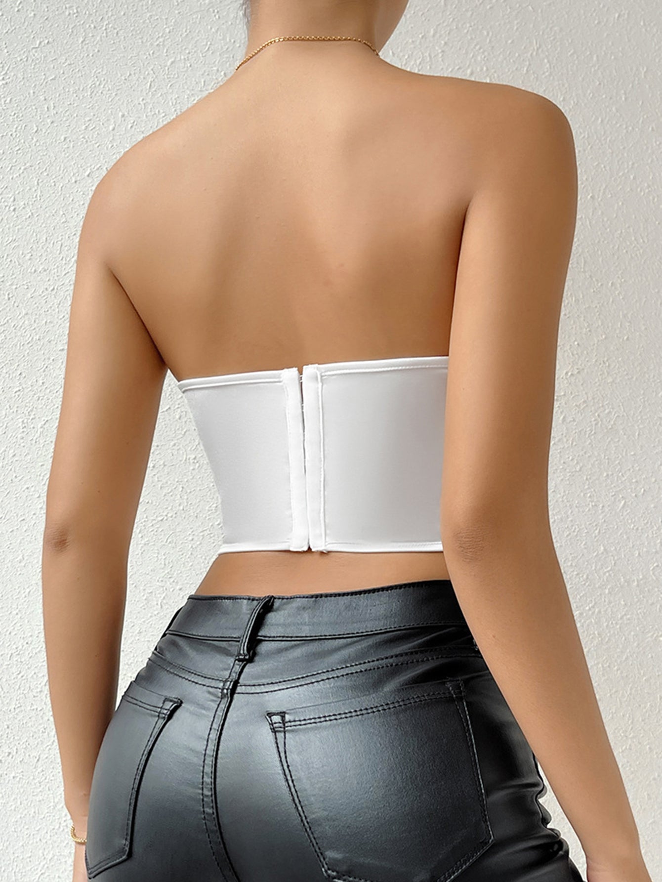 Lacey Ribbon Tube Crop Top