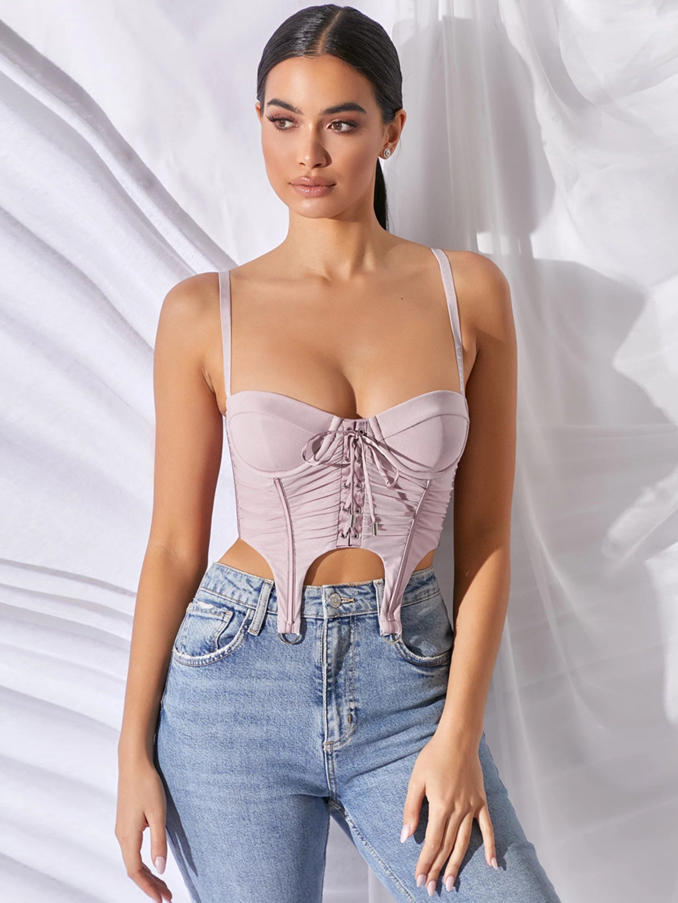 Copy of Black Lace Short Camisole with Clasp Edgy and Versatile
