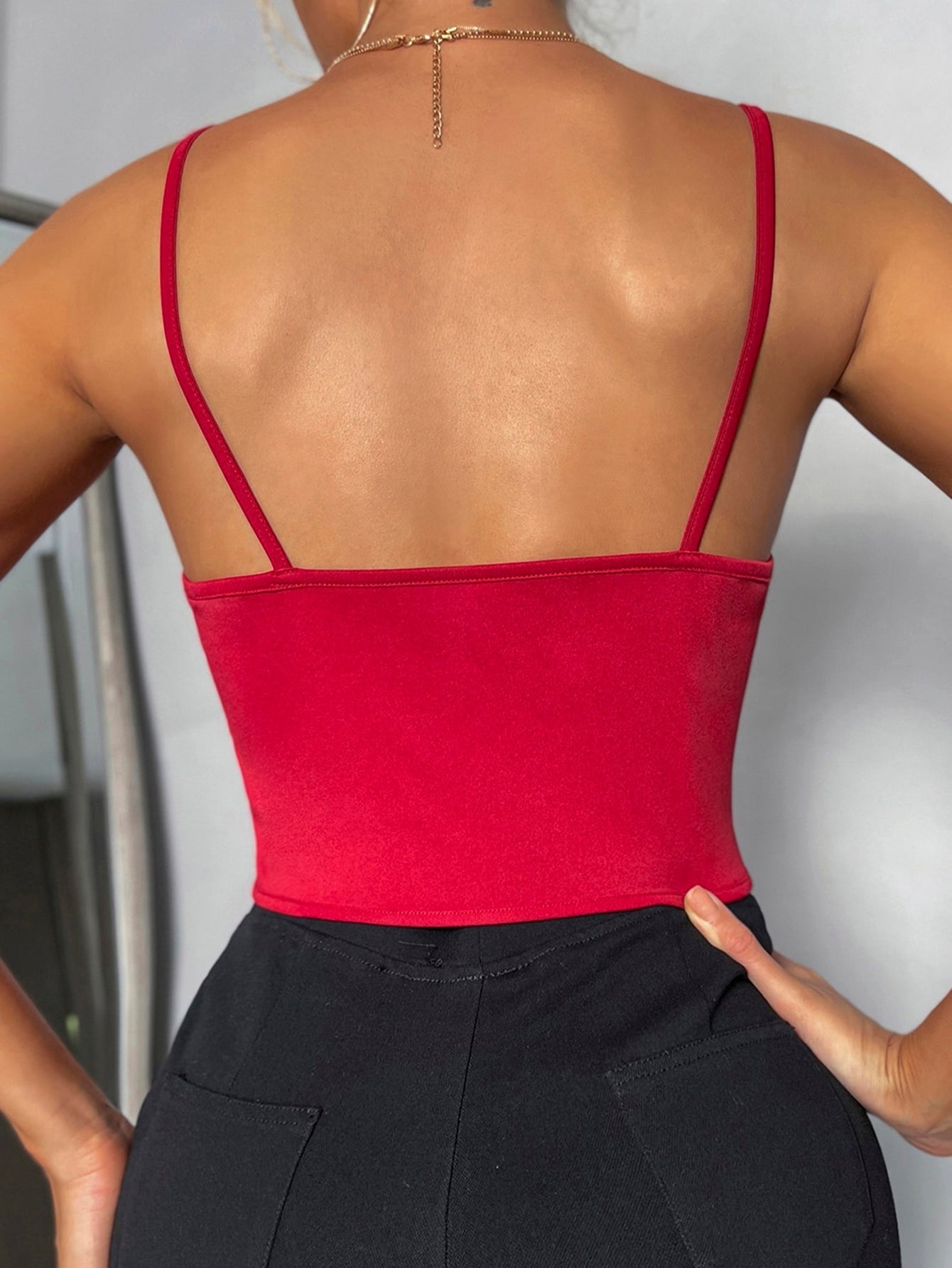 Rhombus Satin Cami Crop Top