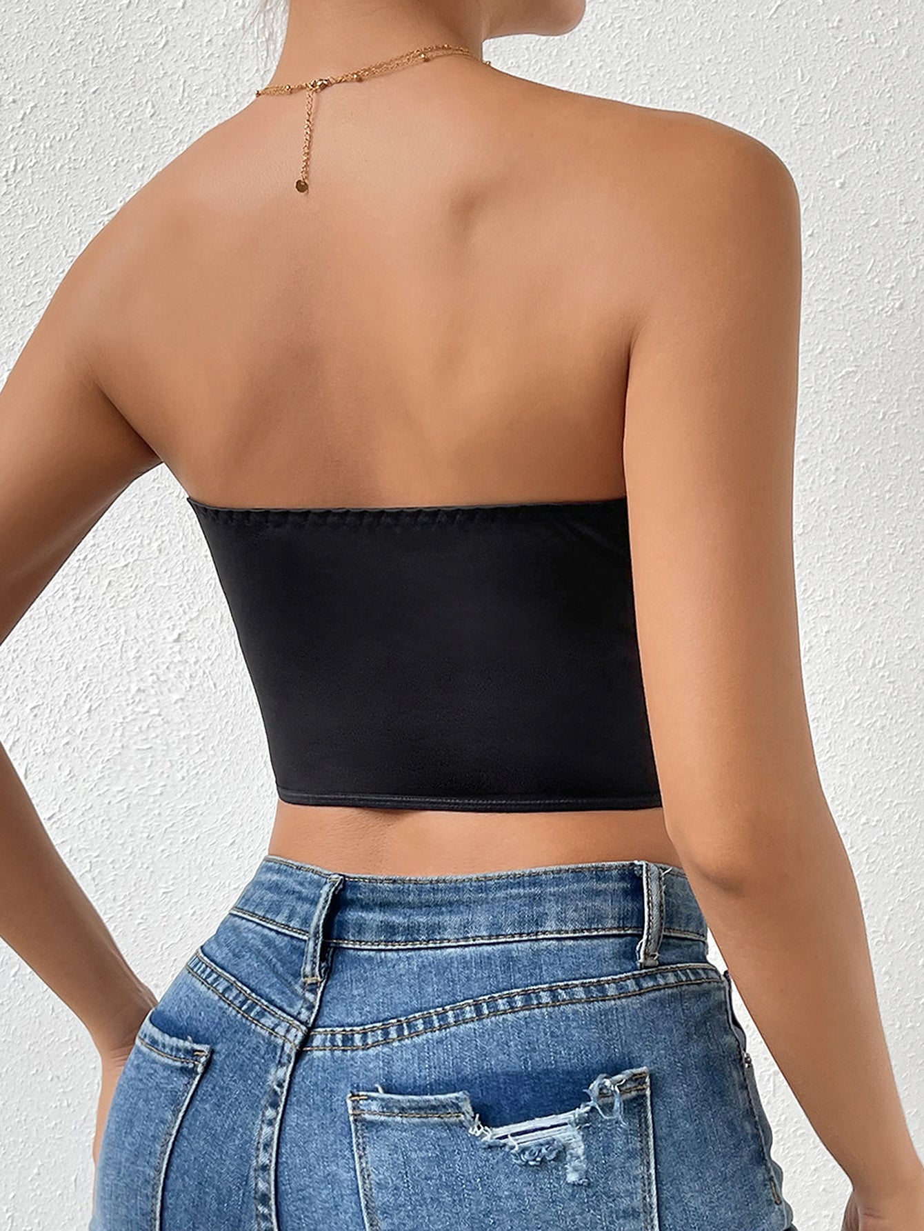 Feather Trim Buster Crop Top
