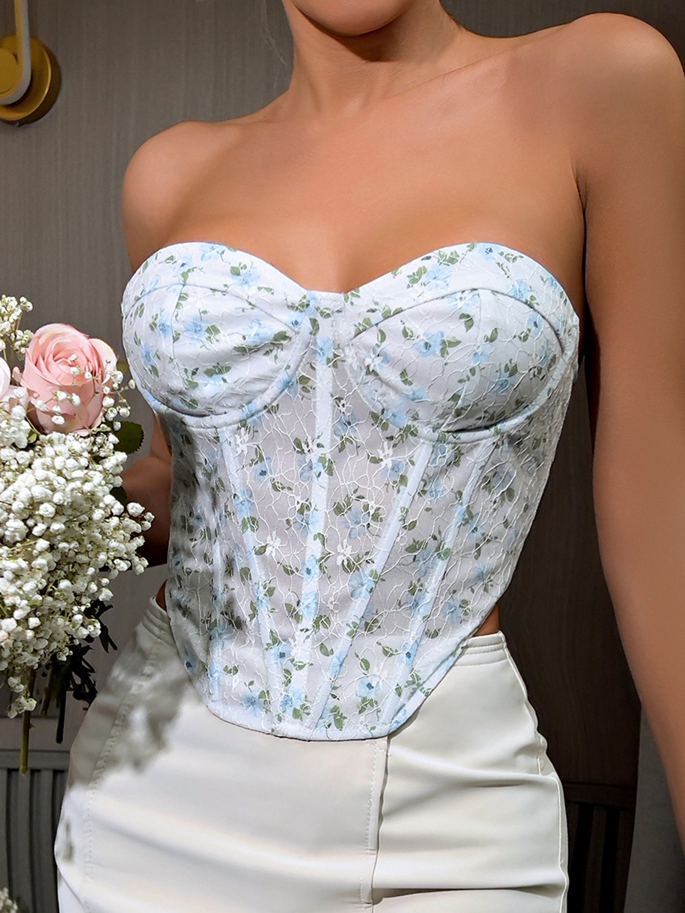 Strapless Corset Bustier in Blossom