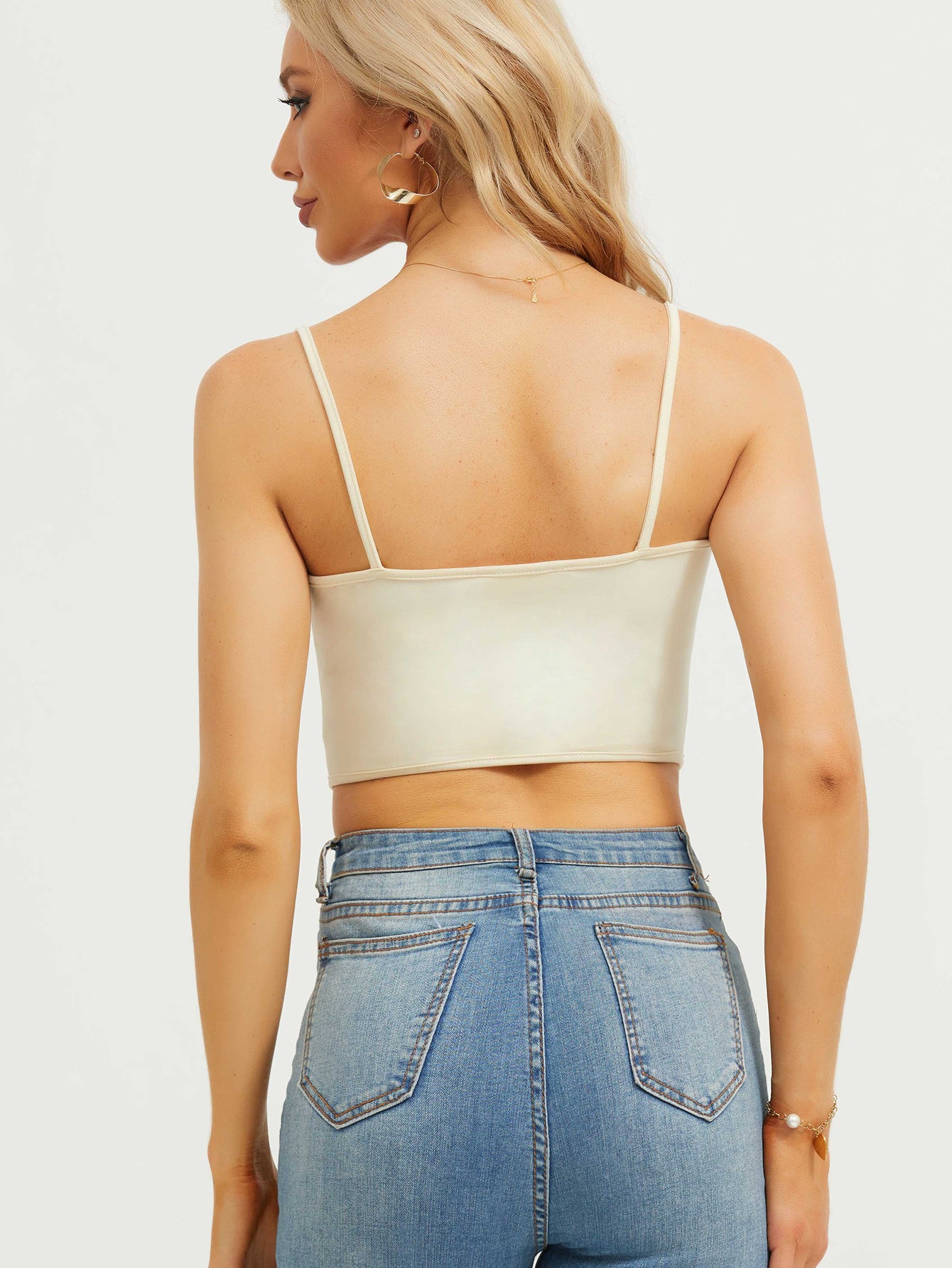 Rhombus Satin Cami Crop Top