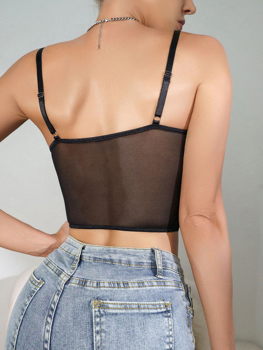 New Niche Design Lingerie Hollowed Deep V Sexy Bad Girl Vibes Lace Camisole