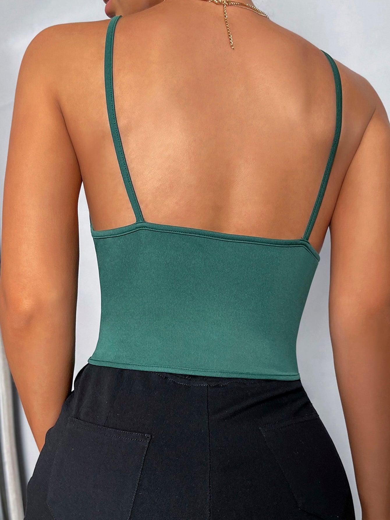 Rhombus Satin Cami Crop Top