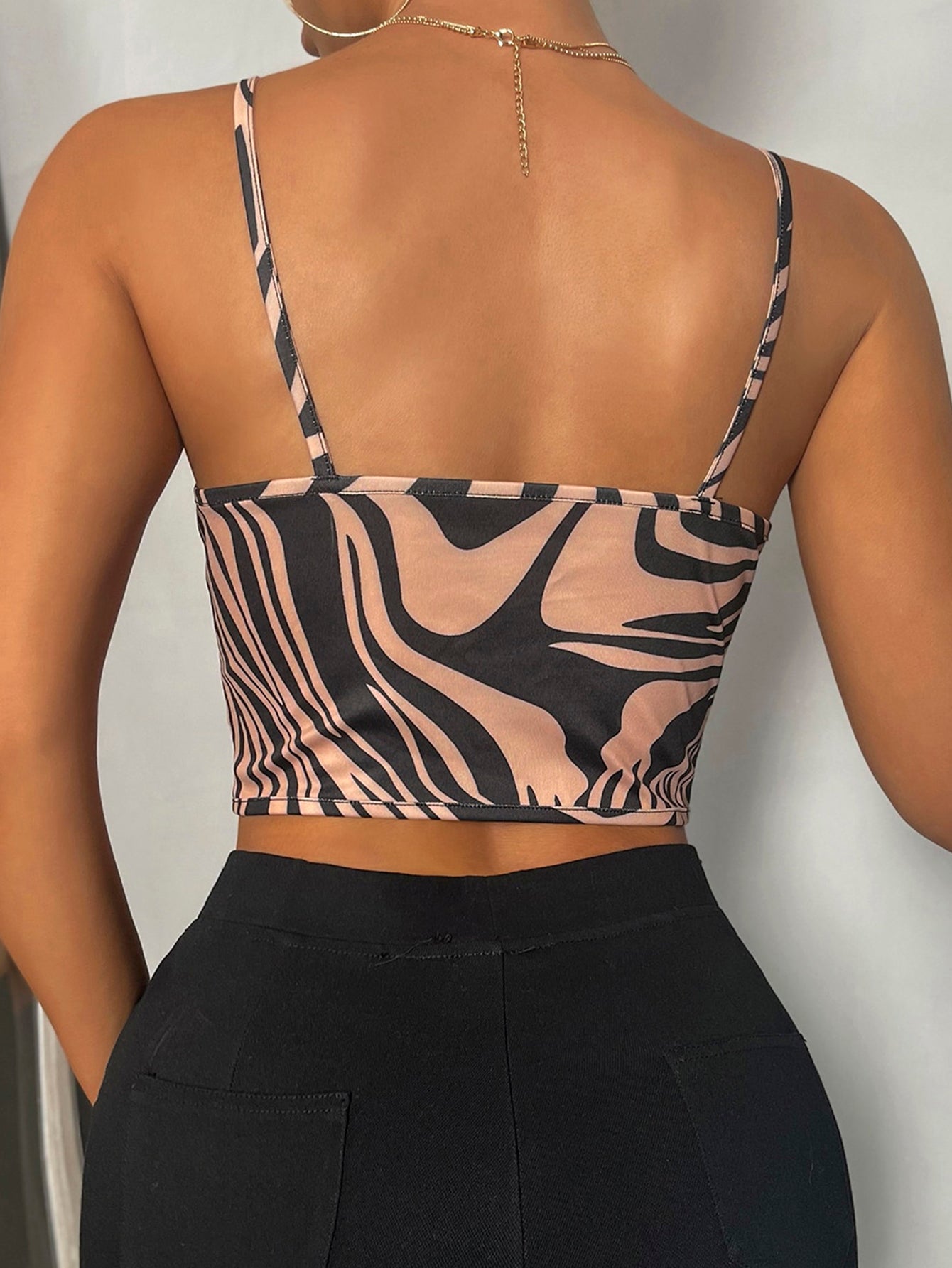 Rhombus Satin Cami Crop Top