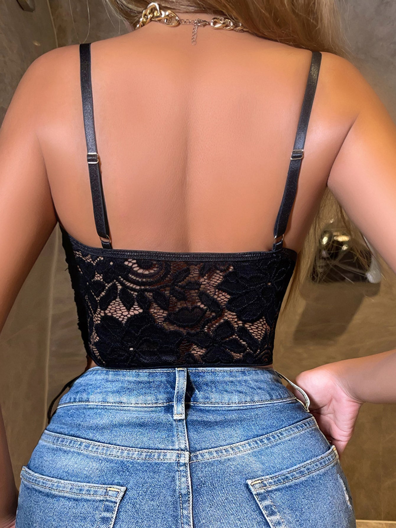 Delicate Eyelash Floral Lace Cami Crop Top